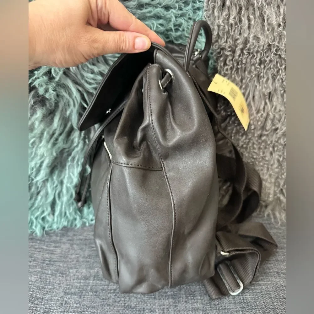 Y2K Esprit Vintage Faux Leather Drawstring Backpack